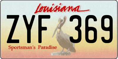 LA license plate ZYF369