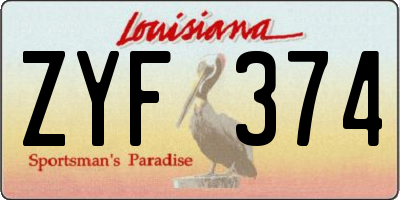 LA license plate ZYF374