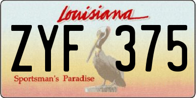LA license plate ZYF375