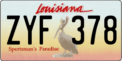 LA license plate ZYF378