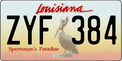LA license plate ZYF384