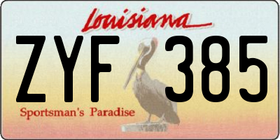 LA license plate ZYF385
