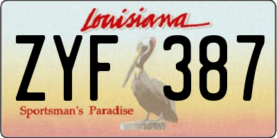 LA license plate ZYF387