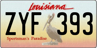 LA license plate ZYF393