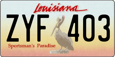 LA license plate ZYF403