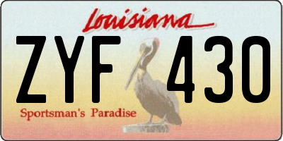 LA license plate ZYF430