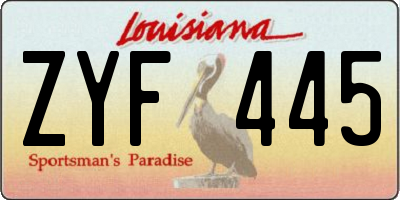 LA license plate ZYF445