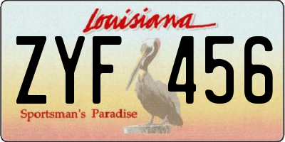 LA license plate ZYF456