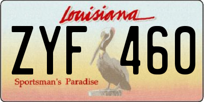 LA license plate ZYF460