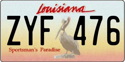 LA license plate ZYF476