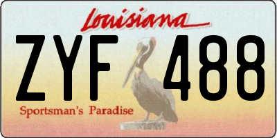 LA license plate ZYF488