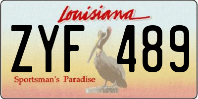 LA license plate ZYF489