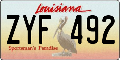 LA license plate ZYF492