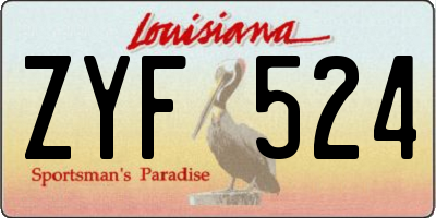 LA license plate ZYF524