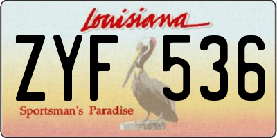 LA license plate ZYF536