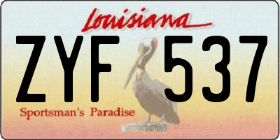LA license plate ZYF537