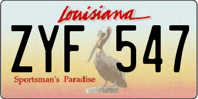 LA license plate ZYF547