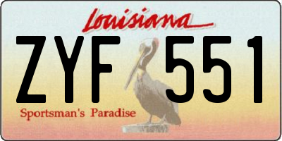 LA license plate ZYF551
