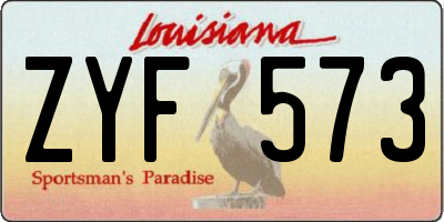 LA license plate ZYF573