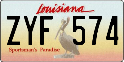 LA license plate ZYF574