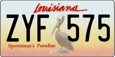 LA license plate ZYF575