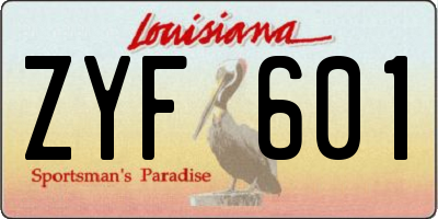 LA license plate ZYF601