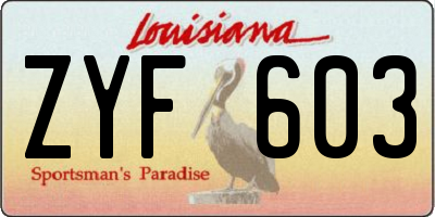 LA license plate ZYF603