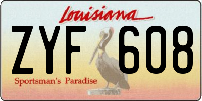 LA license plate ZYF608
