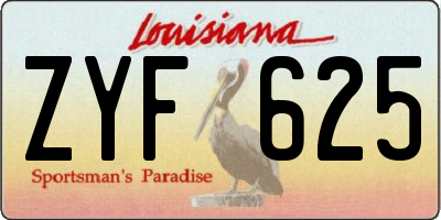 LA license plate ZYF625