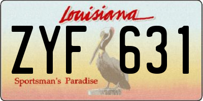 LA license plate ZYF631