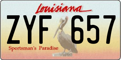 LA license plate ZYF657