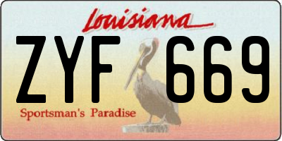 LA license plate ZYF669