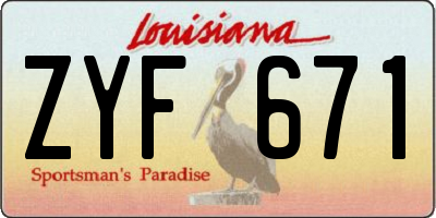 LA license plate ZYF671