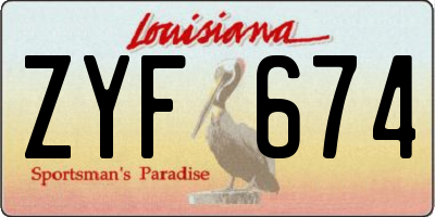 LA license plate ZYF674