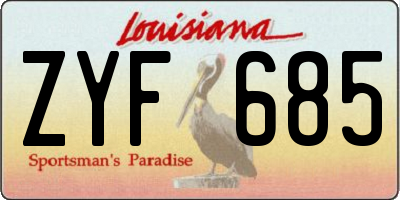 LA license plate ZYF685