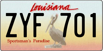 LA license plate ZYF701