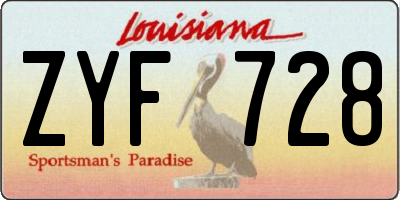 LA license plate ZYF728