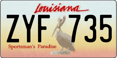 LA license plate ZYF735