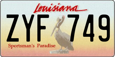 LA license plate ZYF749