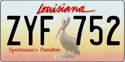 LA license plate ZYF752