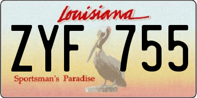 LA license plate ZYF755