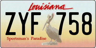 LA license plate ZYF758