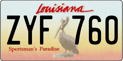 LA license plate ZYF760