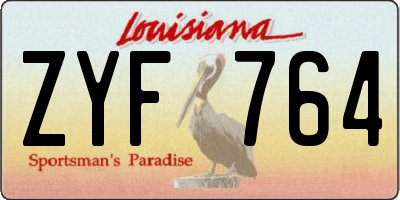 LA license plate ZYF764