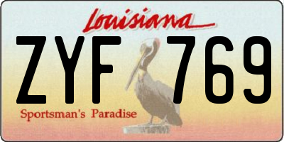 LA license plate ZYF769