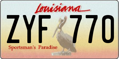 LA license plate ZYF770