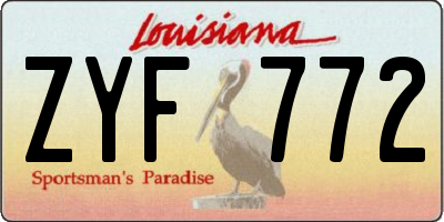 LA license plate ZYF772