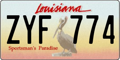 LA license plate ZYF774