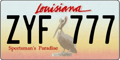 LA license plate ZYF777