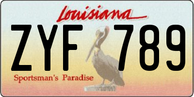 LA license plate ZYF789